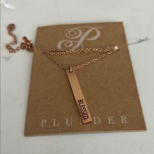 Plunder Gold Vertical Bar Necklace Blessed